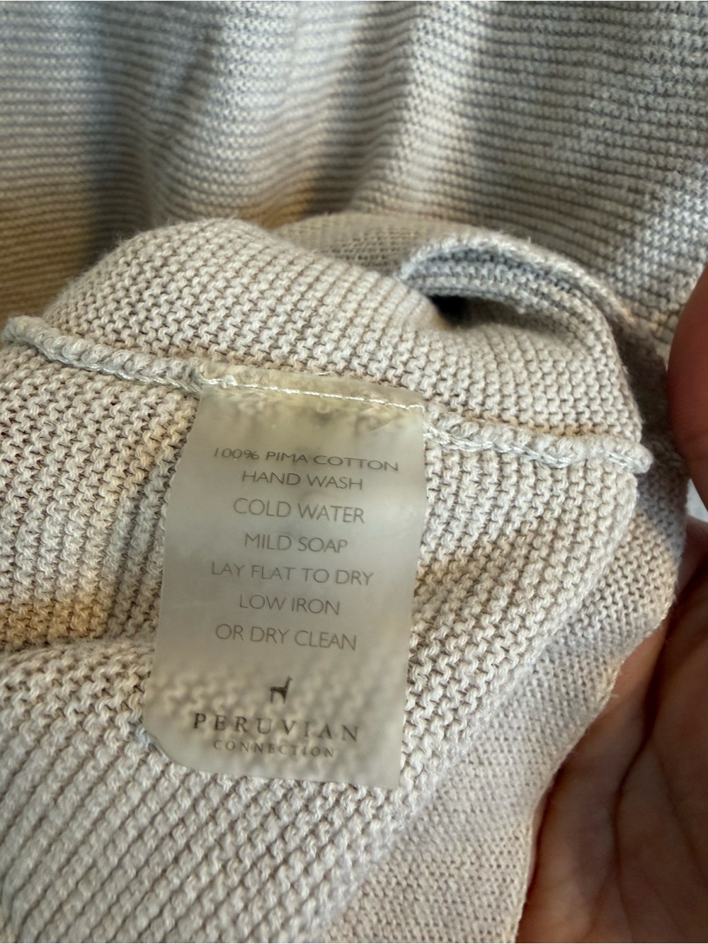 Peruvian Connection Cream Knit Crewneck Sweater Size Medium - Picture 3 of 4